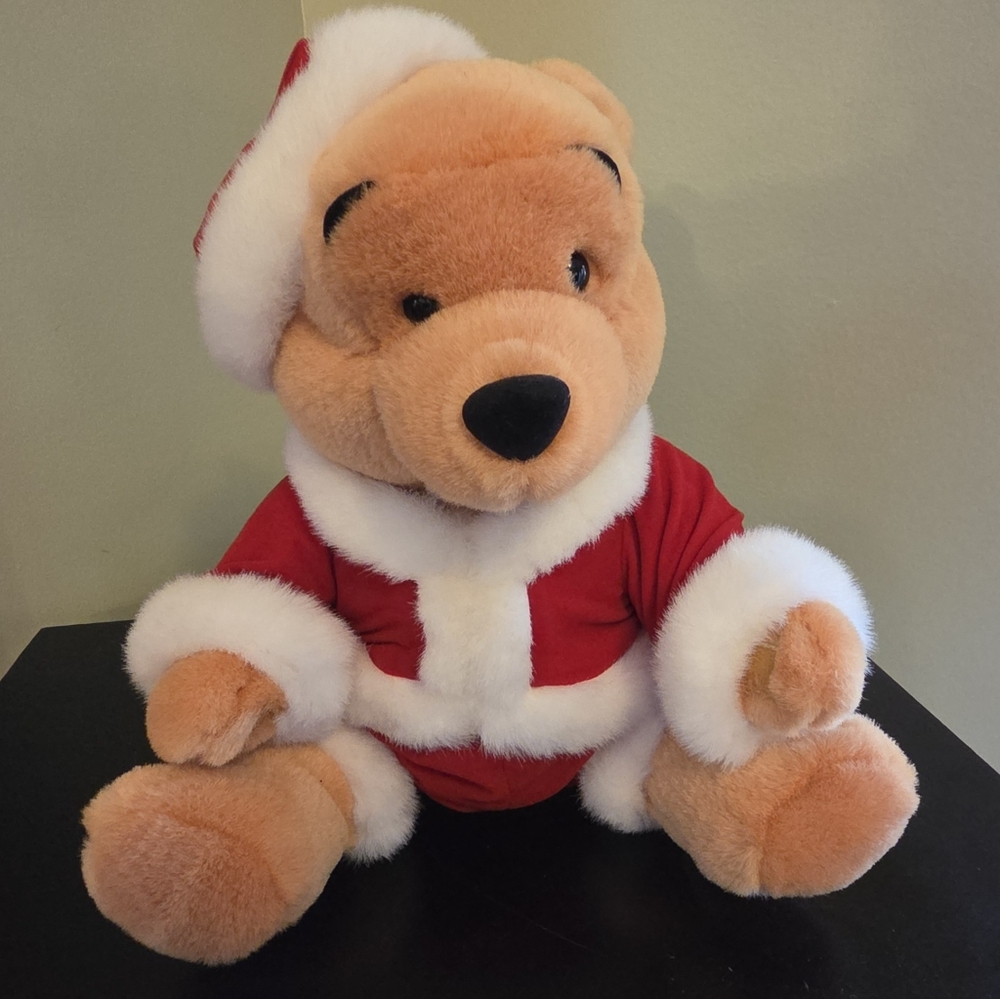 Disney Winnie The Pooh Musical Plush Bear Santa Hat Wish You A Merry Christmas
